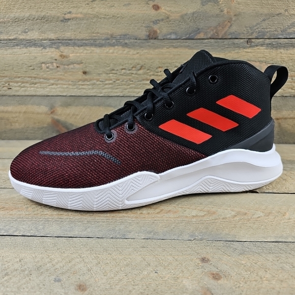 adidas Own The Game Men's Basketball Shoes Black Vivid Red White - Picture 3 of 12